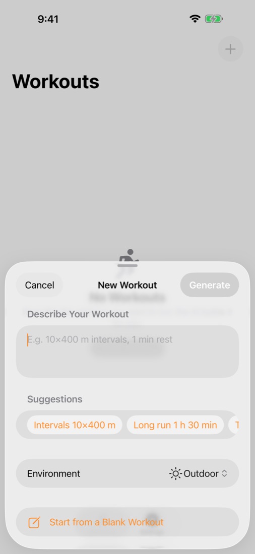 New workout with suggestions
