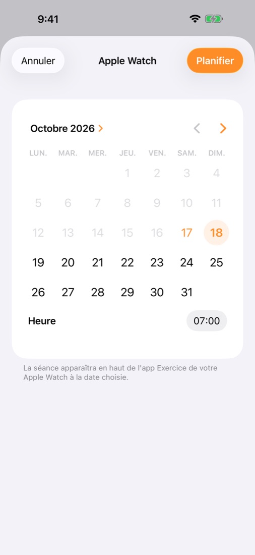 Planifier sur l'Apple Watch